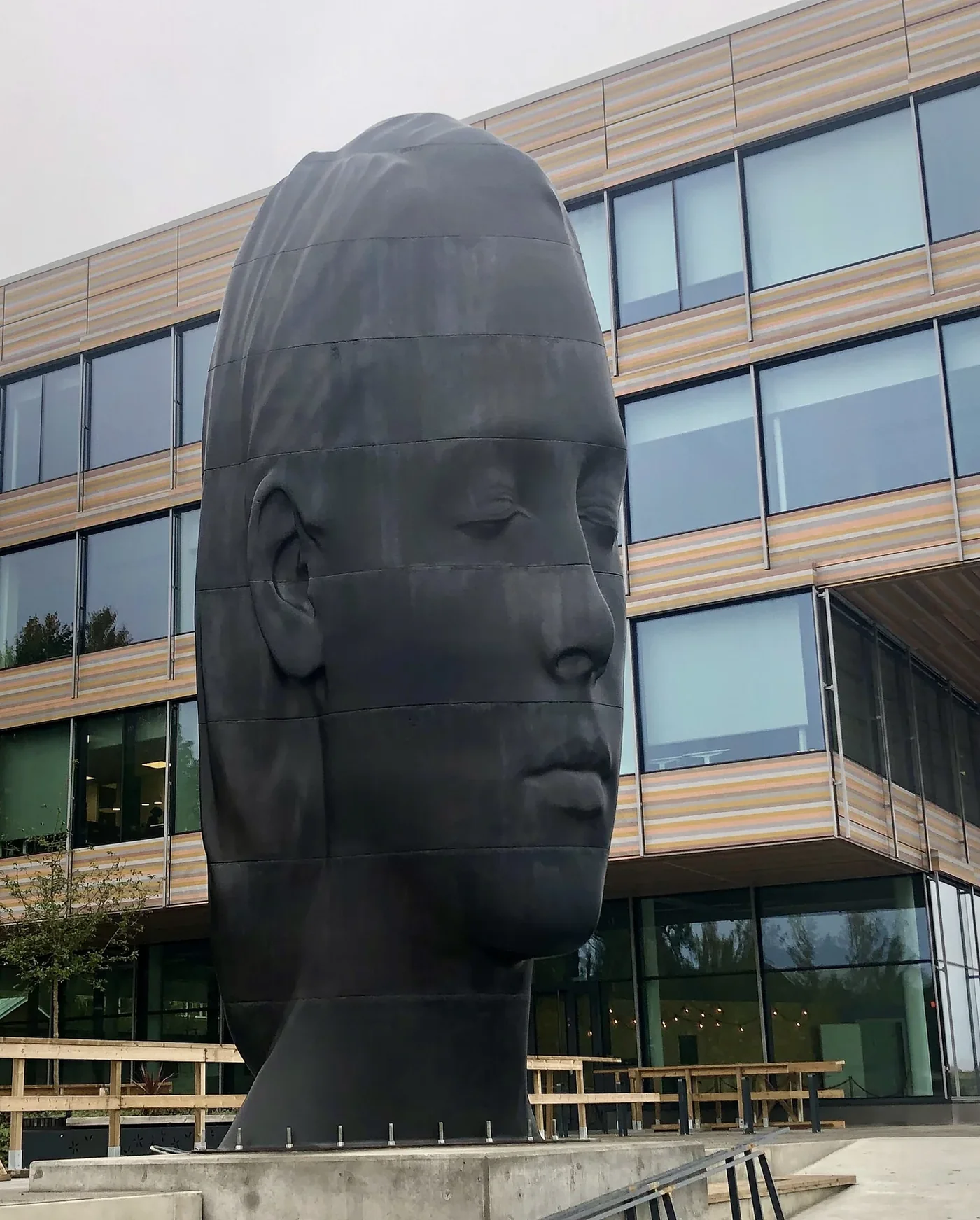 Jaume Plensa’s monumental sculpture Julia, a serene human head
