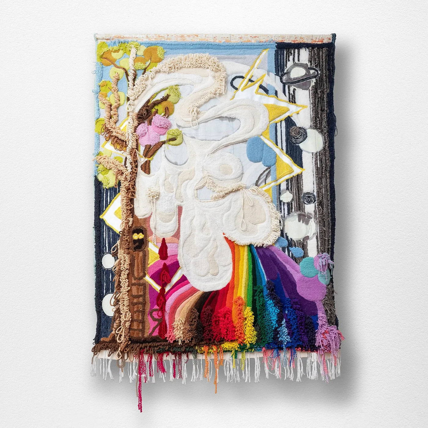 Talaya Schmid’s colorful tufted soft sculpture Waterfall of Relaxation