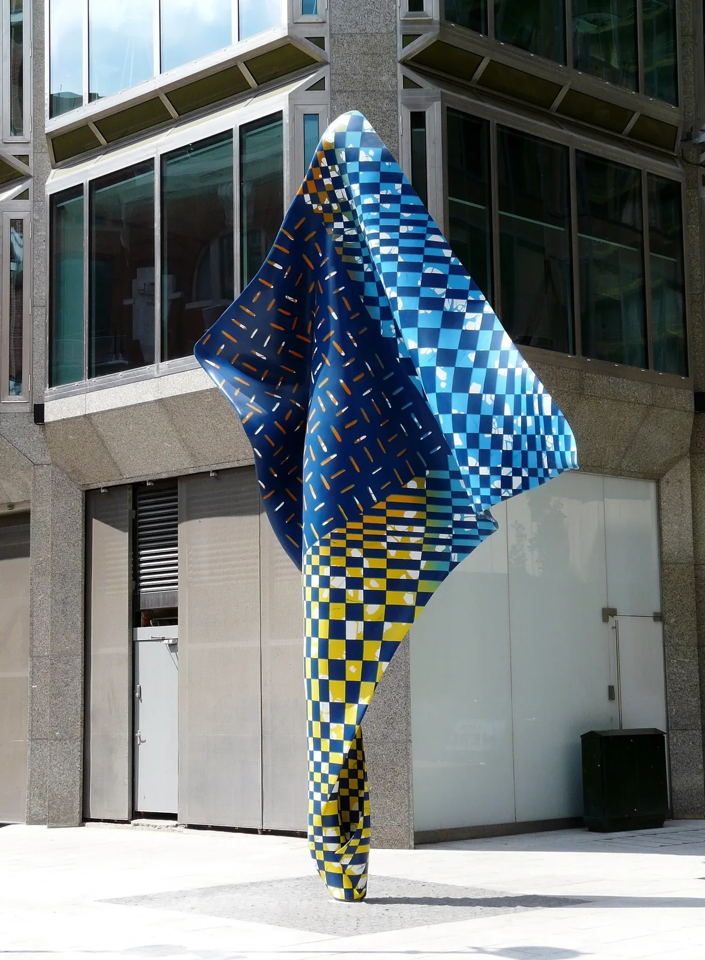 Yinka Shonibare’s patterned blue and yellow Wind Sculpture